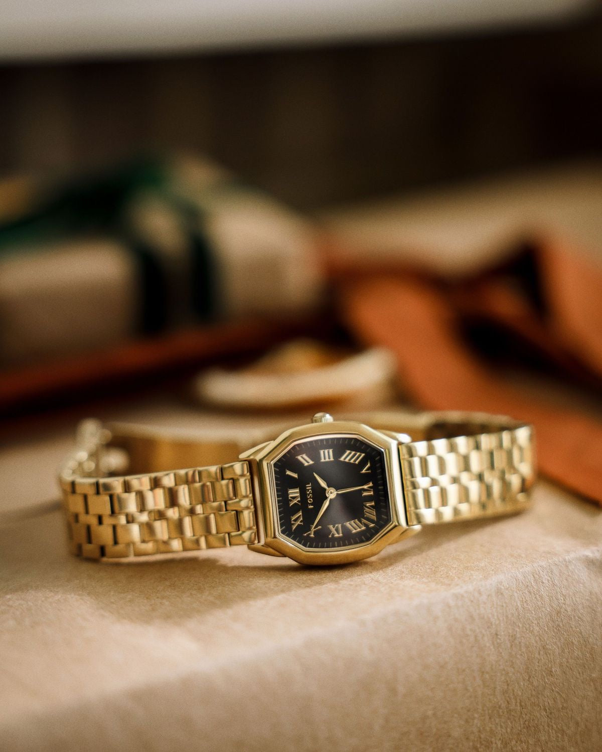 Fossil Harlow Gold Black Stainless Steel Watch