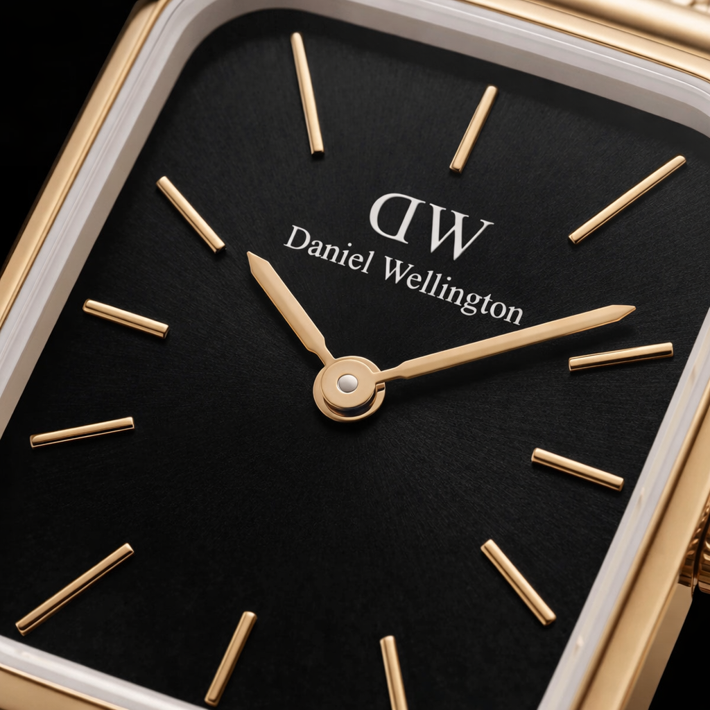 GOLD RECTANGULAR CHAMPAGNE Black DIAL MESH STRAP WATCH