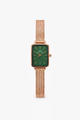 DW Rose Gold Rectangular green Dial Mesh Strap Watch