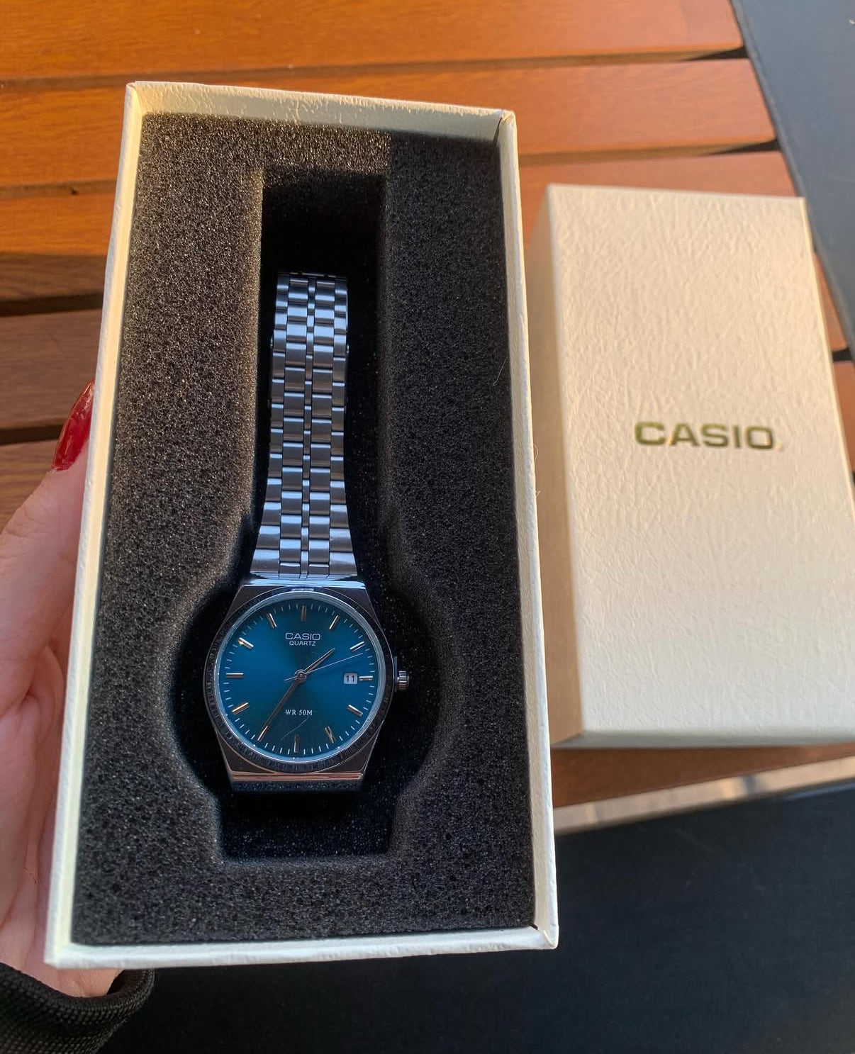 CASIO ANALOG MTP SILVER-Tiffny Blue