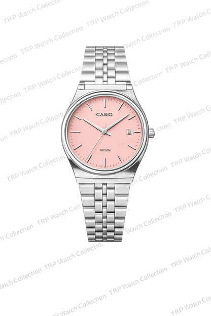 CASIO ANALOG MTP SILVER-PEACH PINK