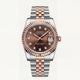 Seiko Two-Tone Rose Gold Watch Fluted Bezel Brown Sunburst Dial Diamond Hour Markers Stainless Steel Jubilee Bracelet – Men