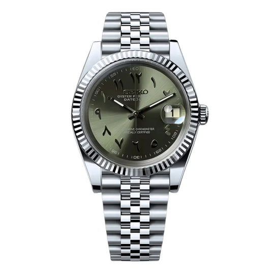 Seiko Mod Datejust "Green Arabic" Watch