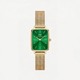 DW Gold Rectangular green Dial Mesh Strap Watch