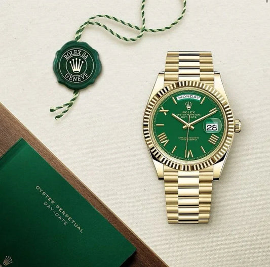 Rolex Day Date Gold Green Dial 40mm Japanese Automatic Mens Watch